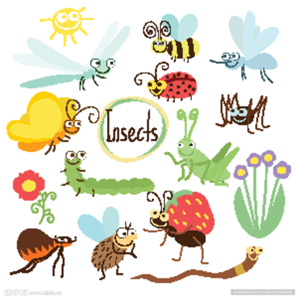 卡通昆虫矢量图下载