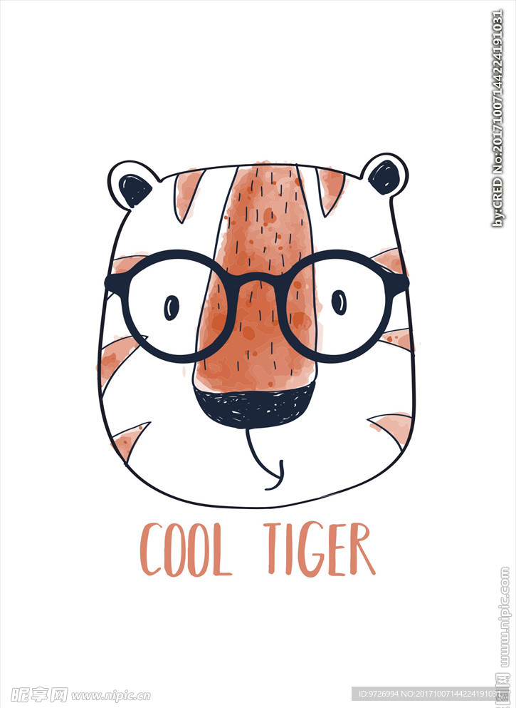 卡通老虎头矢量图下载