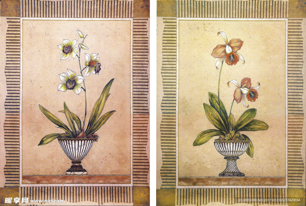 花卉两联无框画