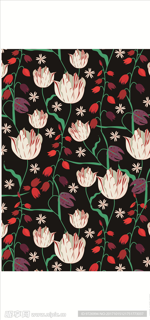 植物花朵花卉四方连续底纹