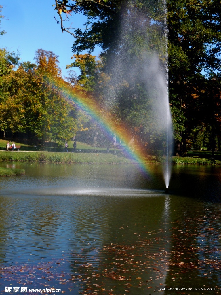 公园湖泊彩虹图片