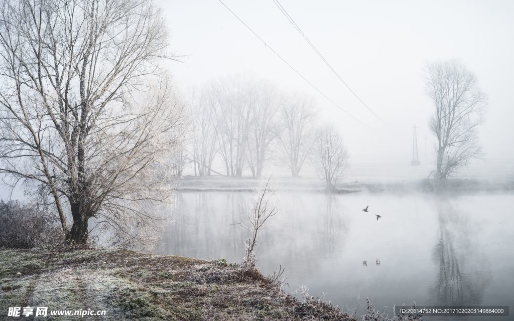 冬日里的湖泊美景