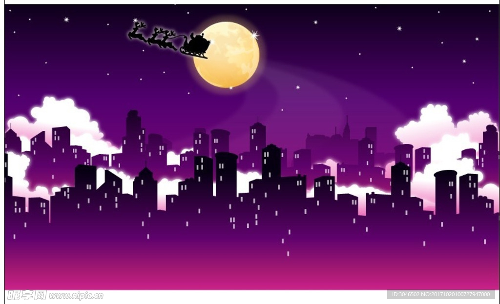 紫色圣诞节夜晚背景