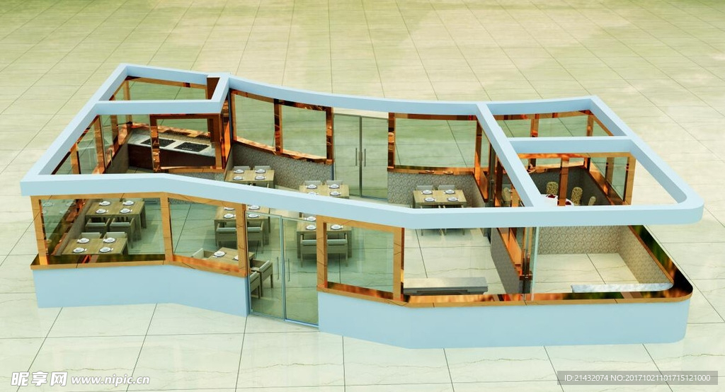 商场砂锅店装修效果图模型