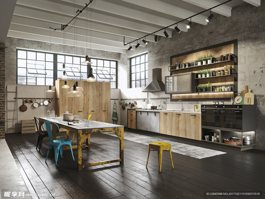 瓷砖效果图  北欧风格 仿古砖