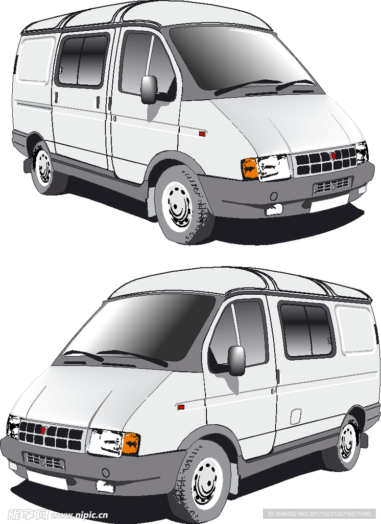 手绘面包车交通工具