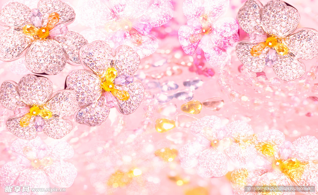 璀璨钻石花朵背景墙