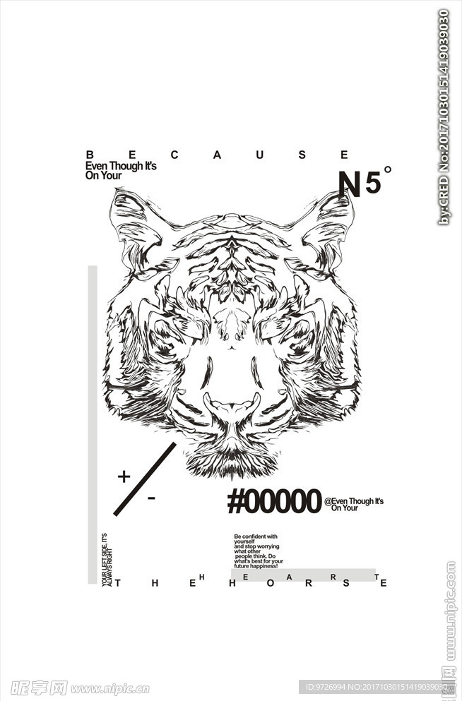 老虎头印花图案矢量图下载