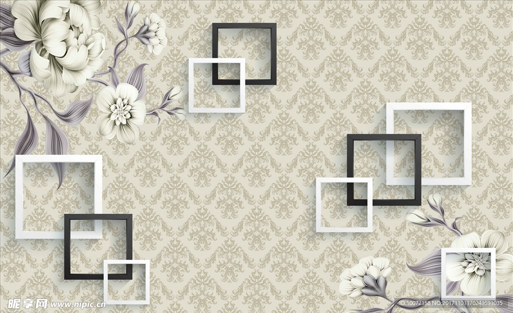 简约花卉背景画