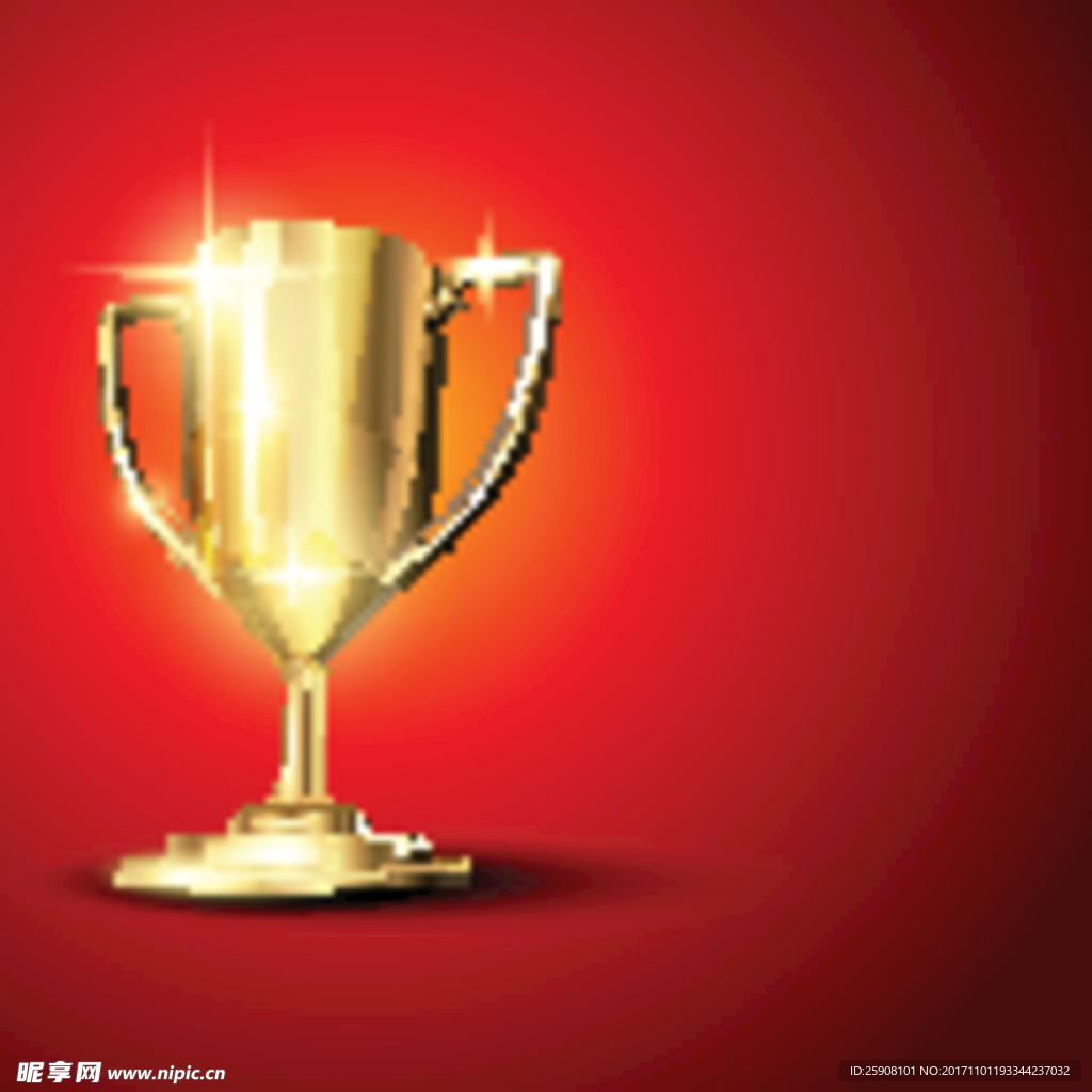 金奖杯红色背景