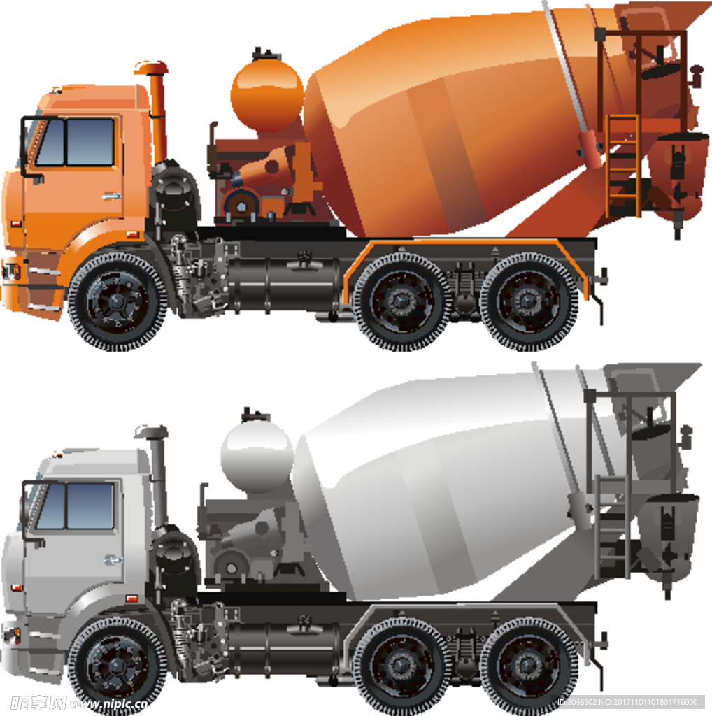 水泥罐车矢量素材