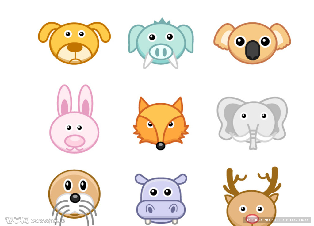 动物头像矢量素材