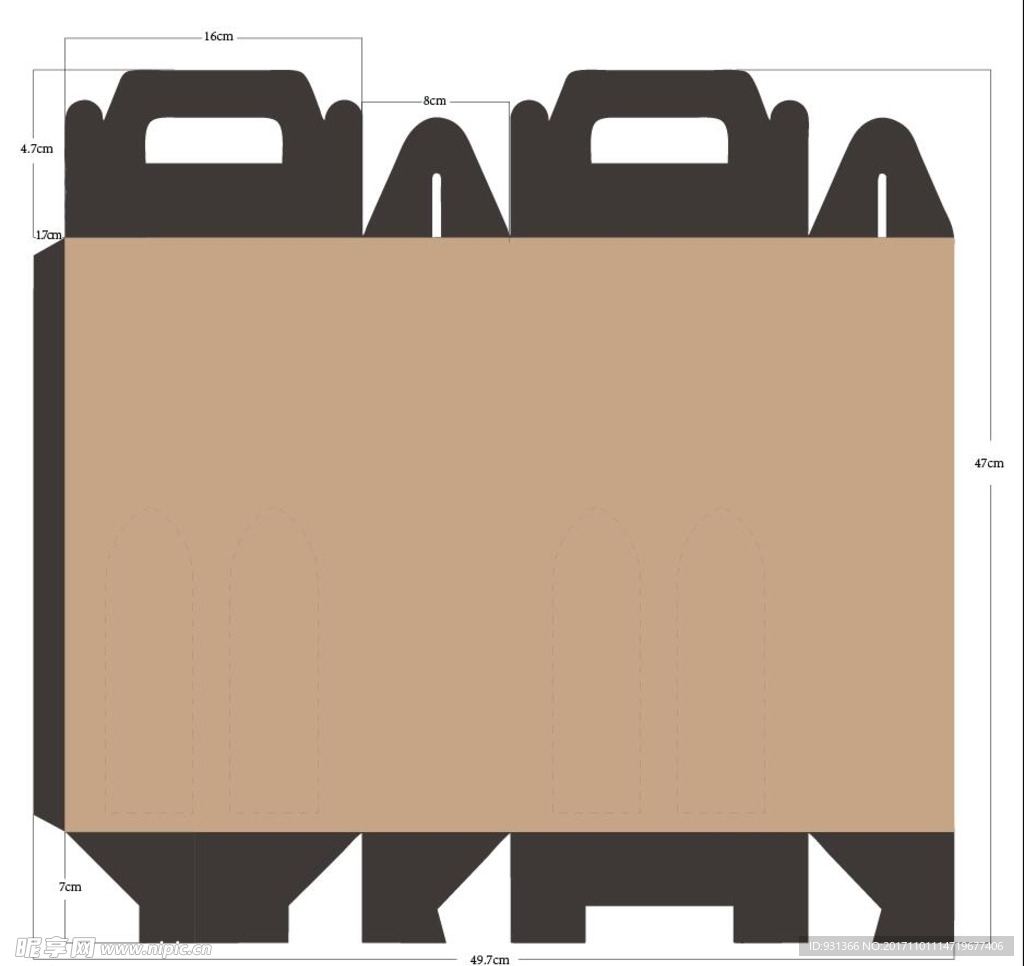 酒盒包装展开图双瓶