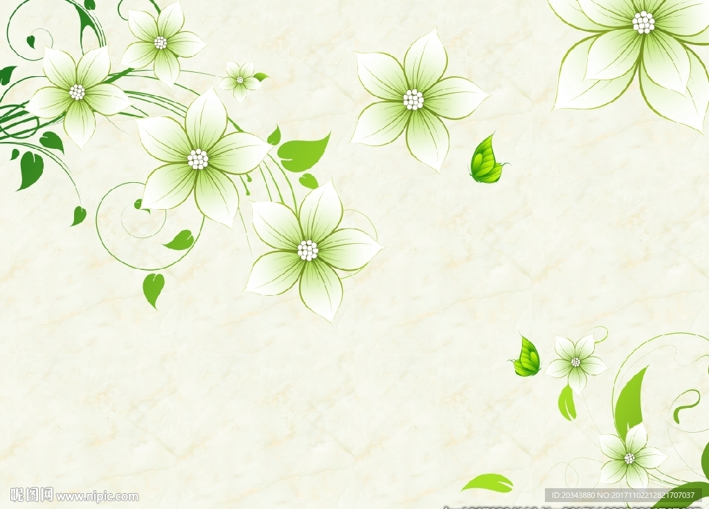 清新玉兰简约时尚背景墙