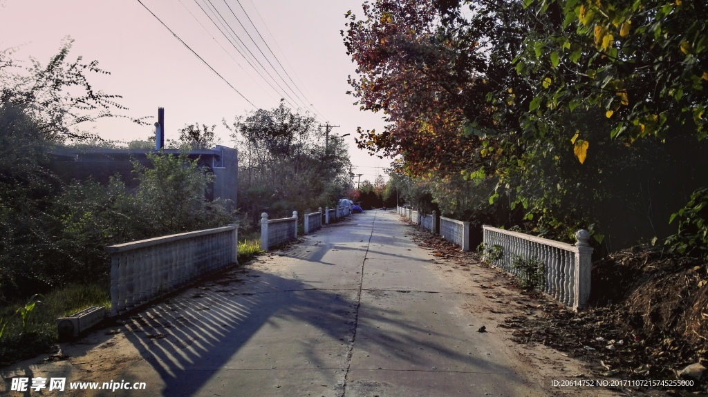 夕阳下的乡村街道