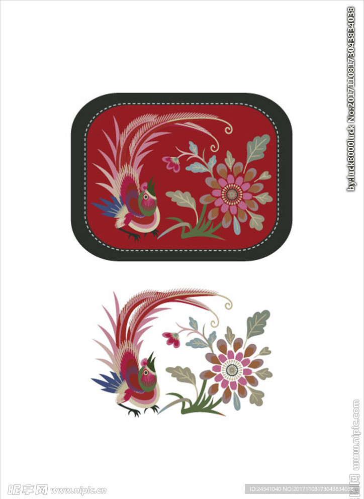 民族风刺绣花鸟 公鸡  凤凰