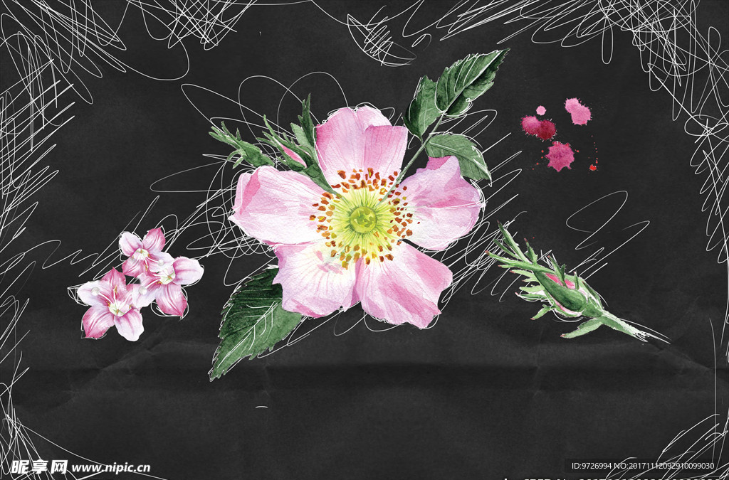 花朵花卉展板海报设计素材