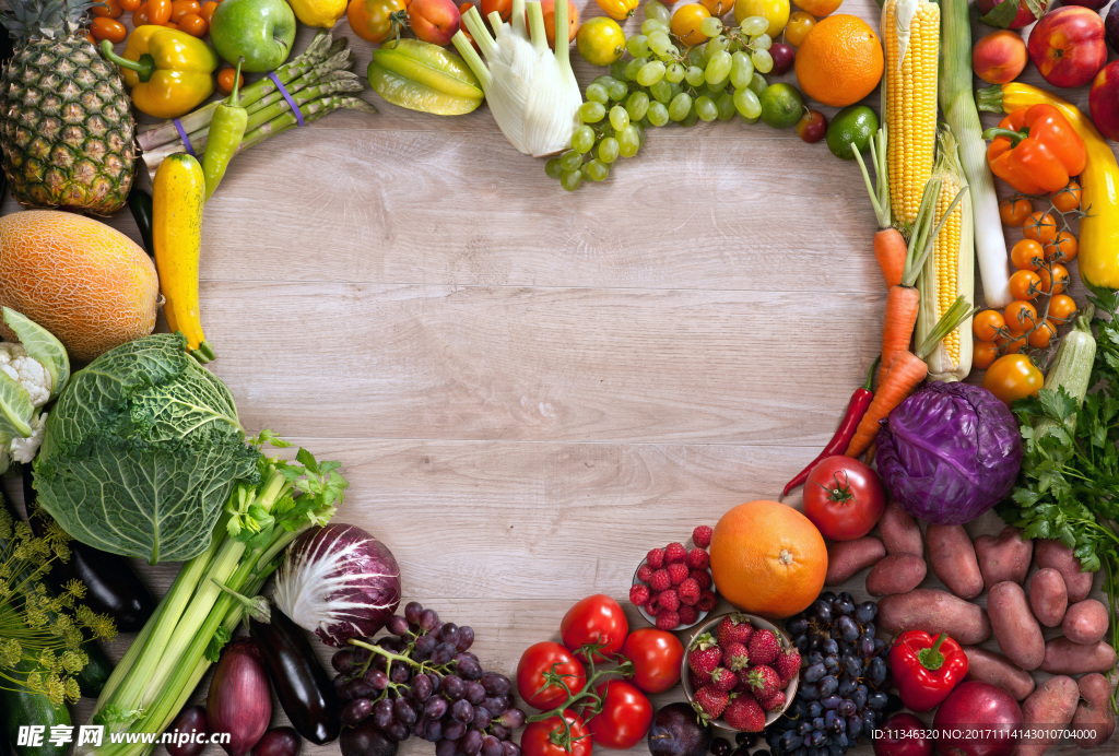 蔬菜水果组合心形