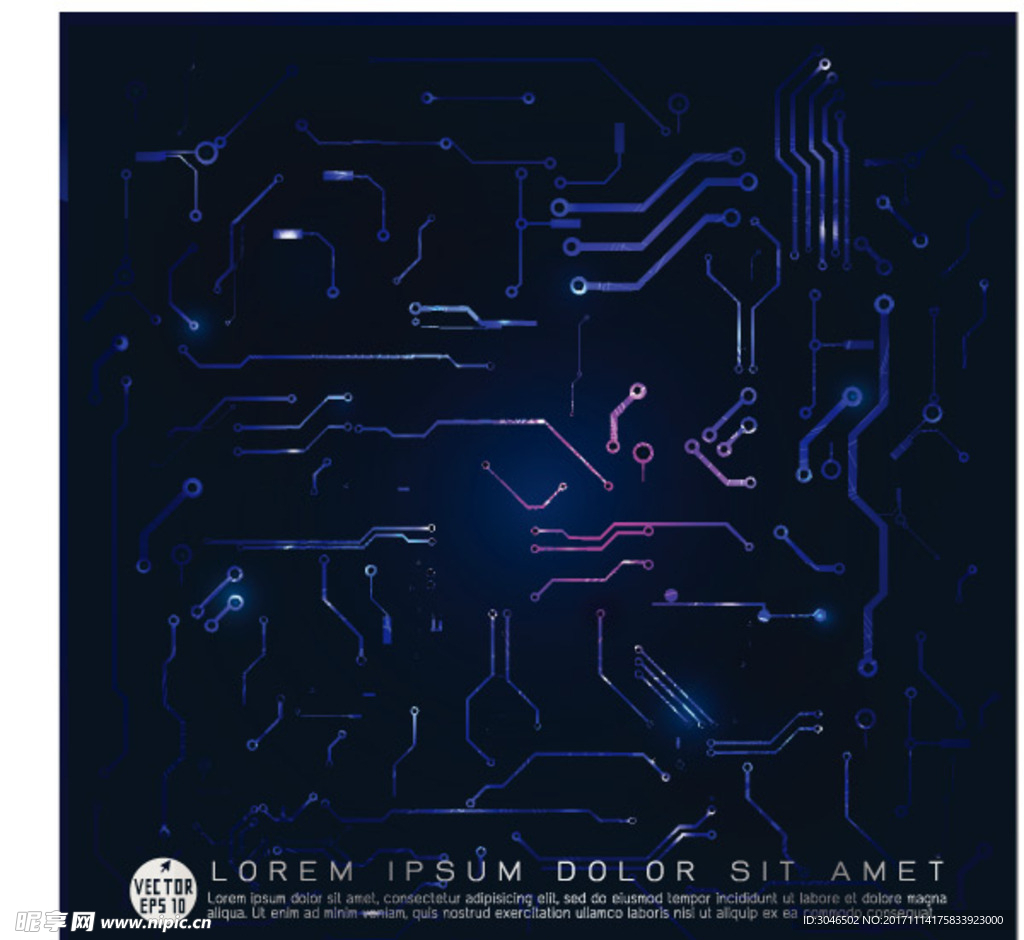 大数据科技电路板蓝色矢量背景