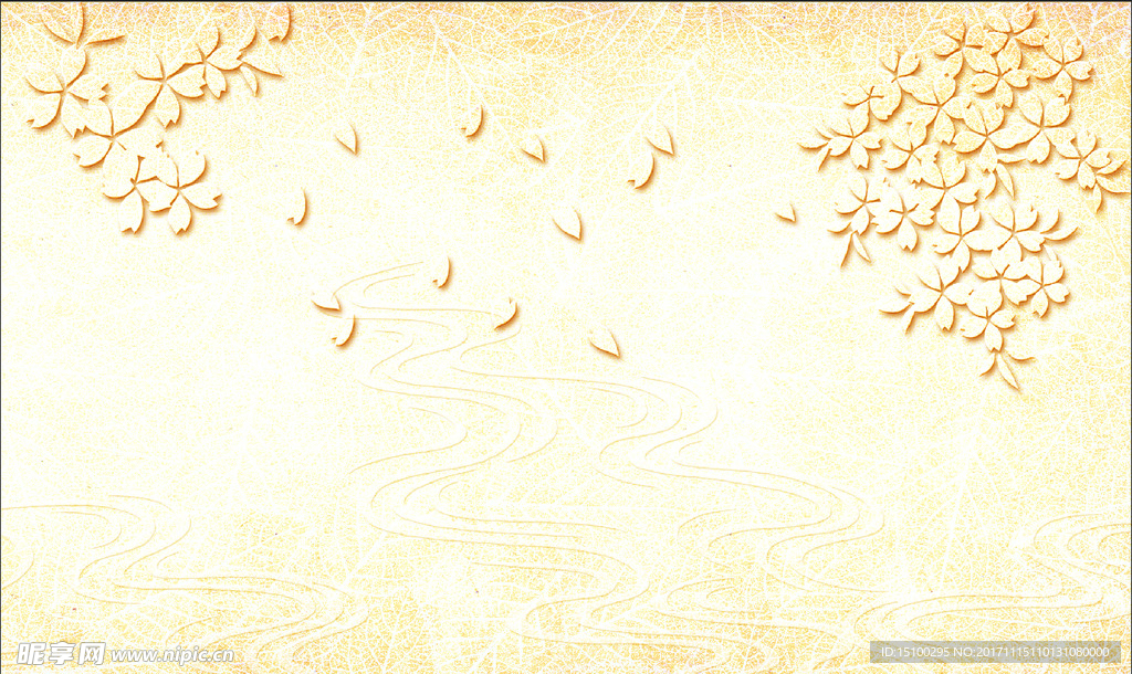 仿古怀旧樱花背景墙