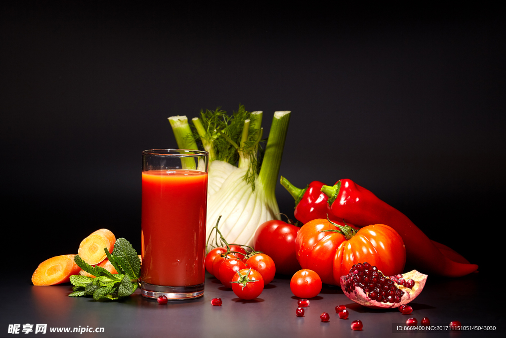 蔬菜蕃茄菜椒果汁石榴高球杯