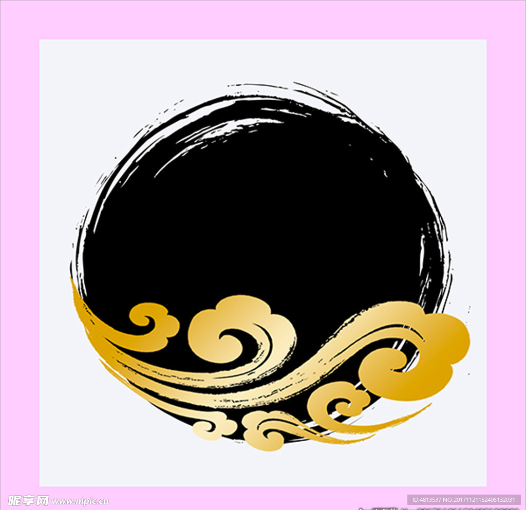 古典图案与水墨圆