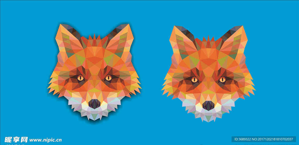 狐狸多边形创意几何图案 狐狸图