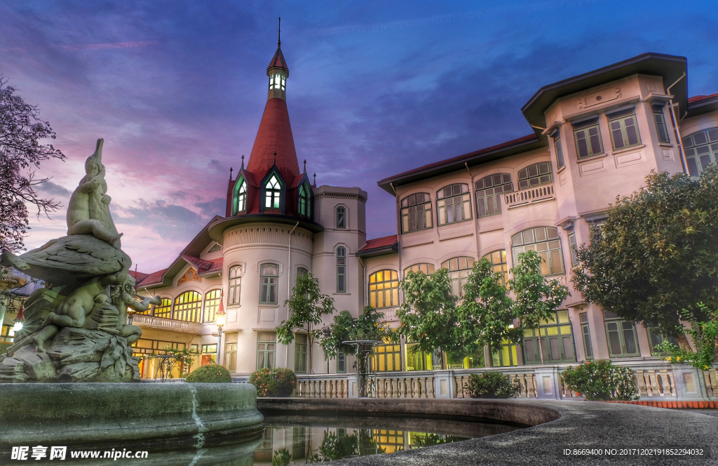 泰国房屋喷泉雕塑宫殿帕亚泰国皇