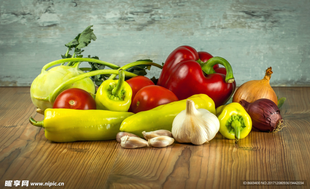 蔬菜菜椒大蒜葱蕃茄木板