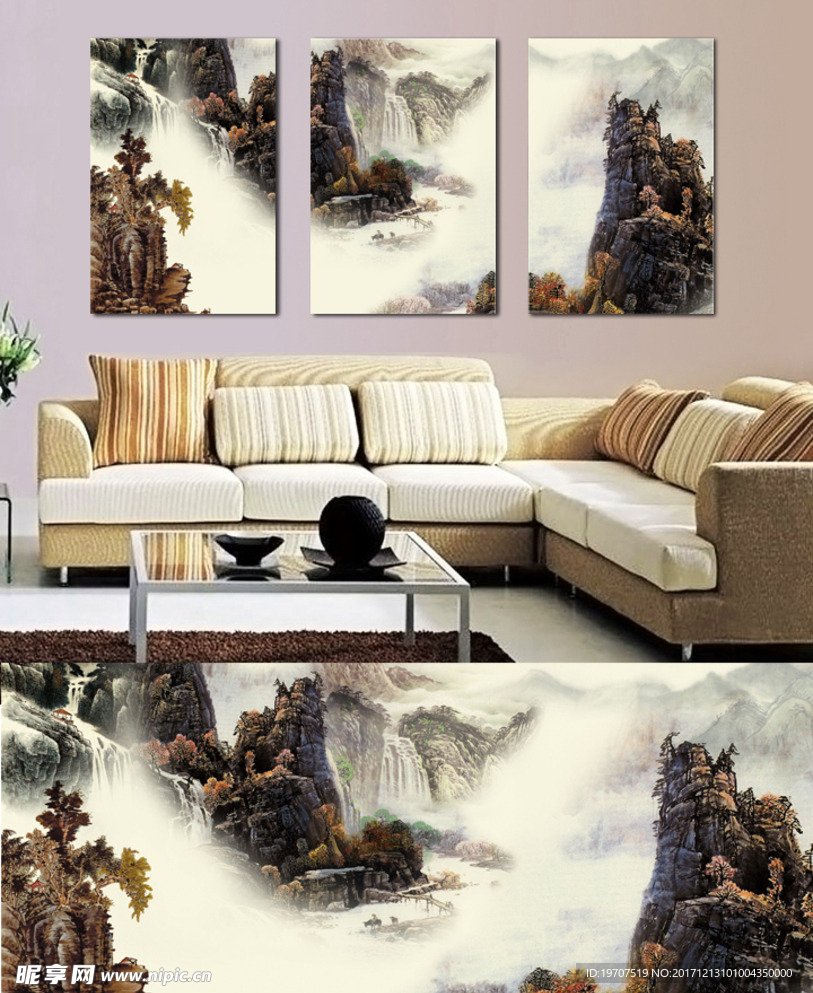 国画中国风山水无框画