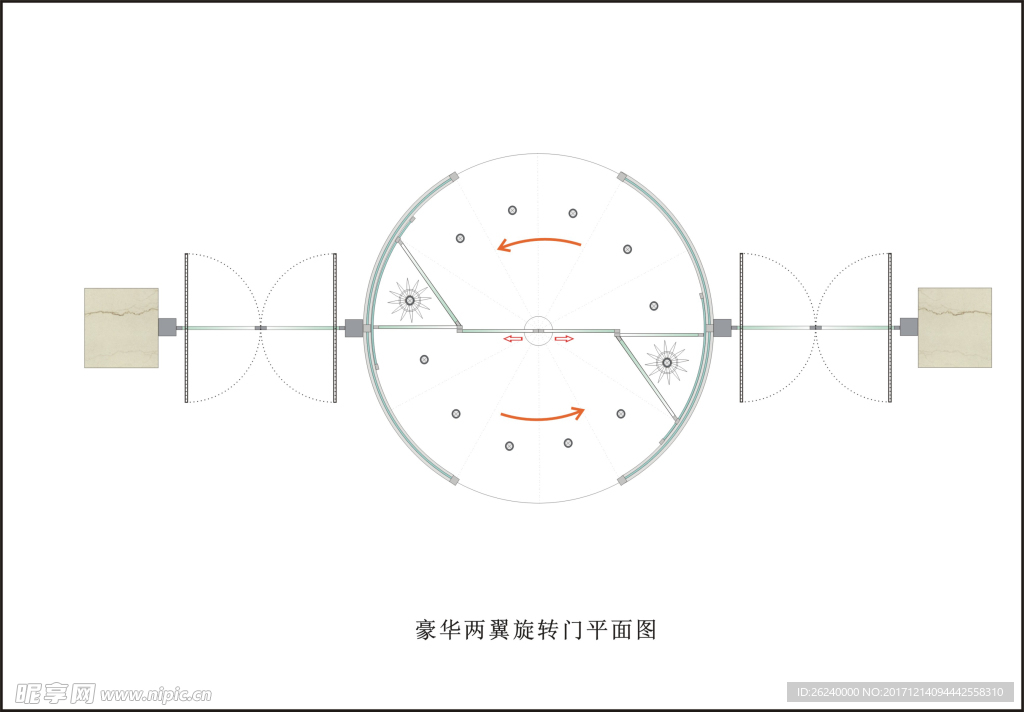两翼旋转门平面图