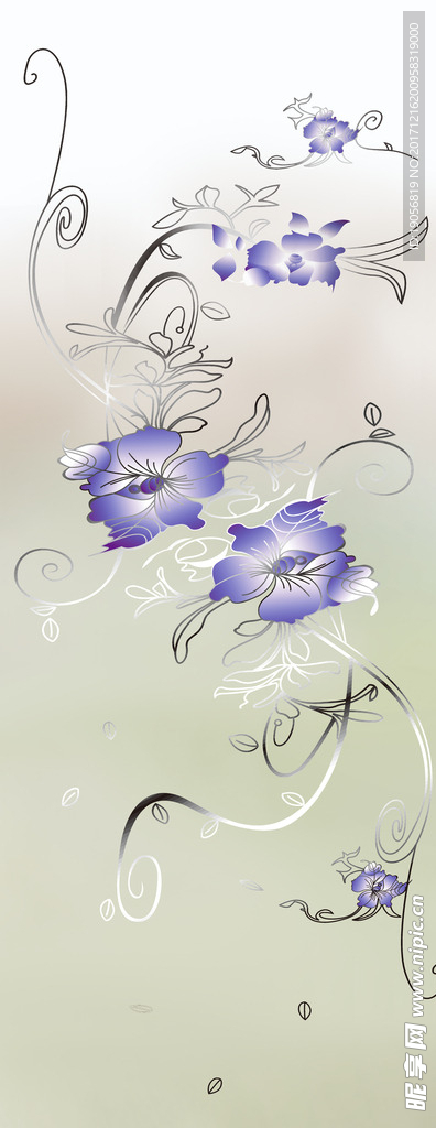 简约花朵移门图案