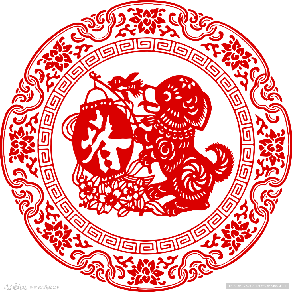 红色剪纸风新年素材