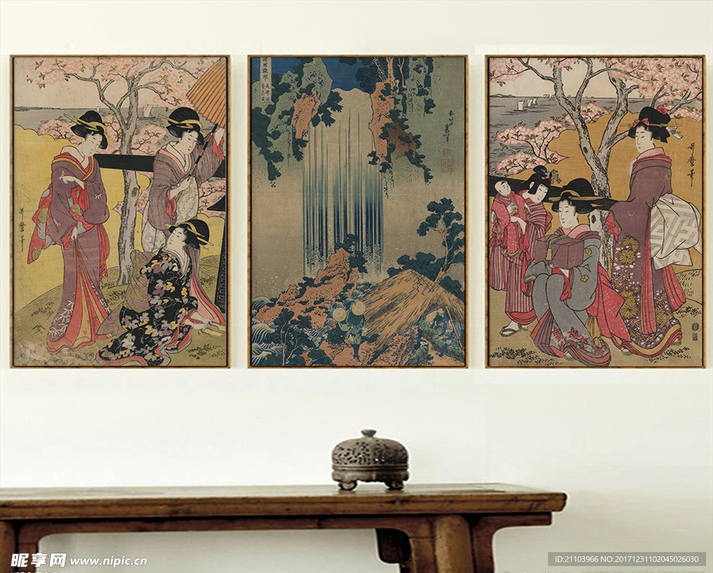 名画家浮世绘装饰画手绘无框画