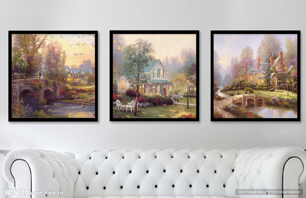 欧式唯美田园风景山水油画