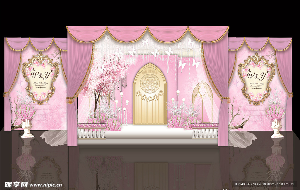 粉色樱花婚礼效果图