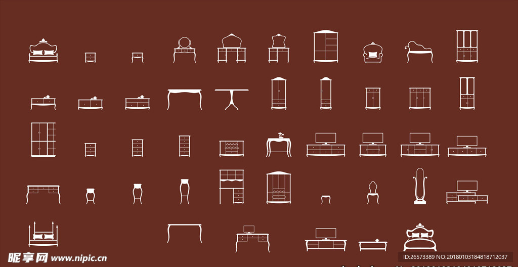 家具类失量格式剪影