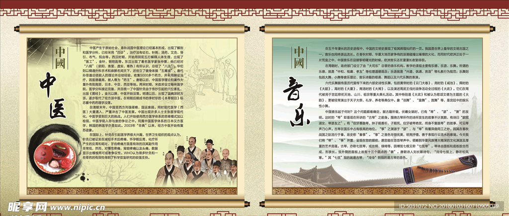 国学展板  中医  音乐