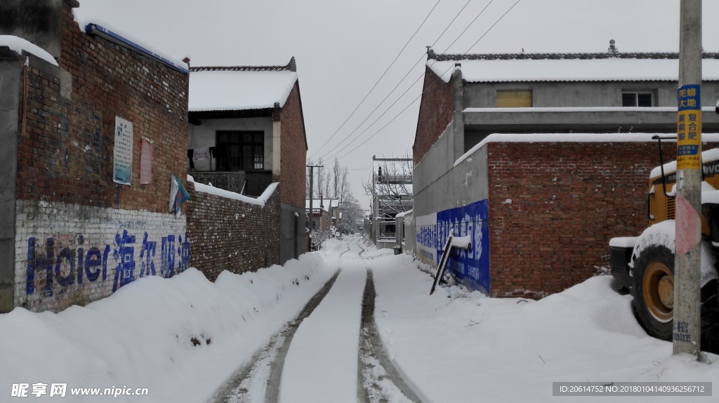 乡村道路雪景雪景