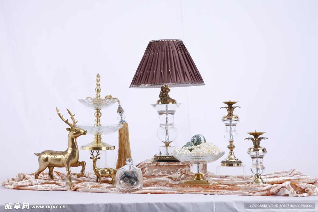 纯铜小鹿摆件水晶装饰烛台