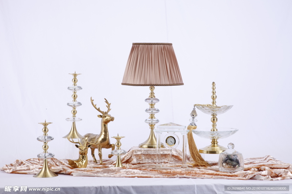 欧美纯铜梅花鹿摆件水晶装饰摆件