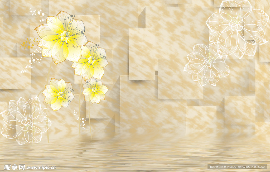 水影瓷砖冰晶画背景墙