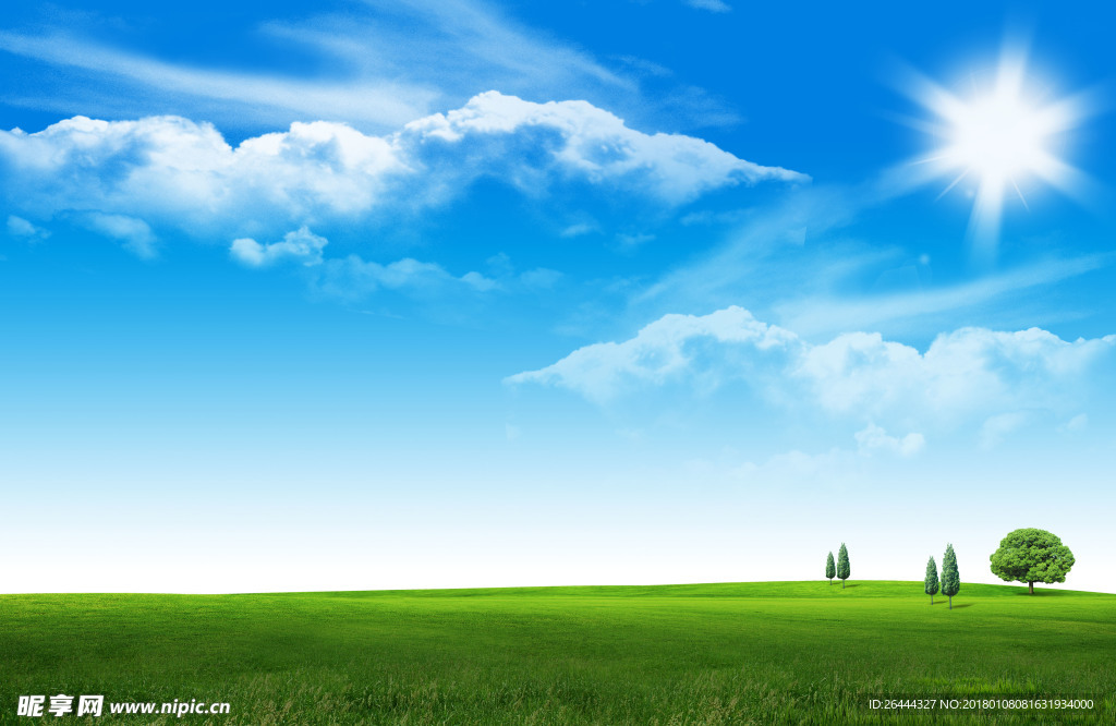 蓝天白云阳光草地
