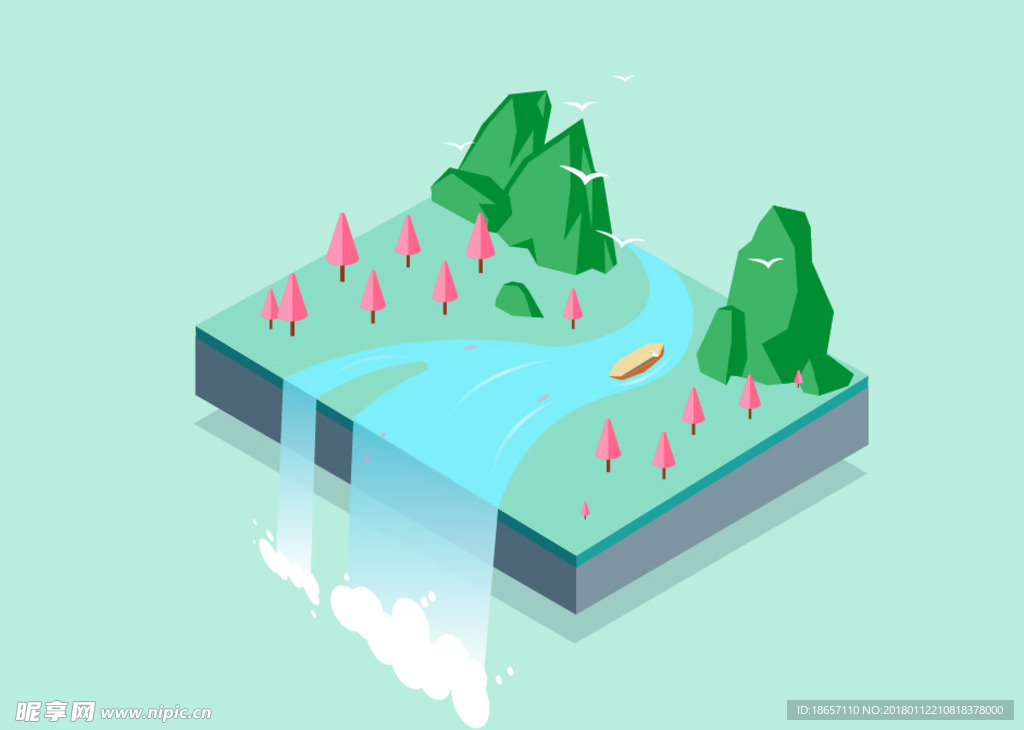 清新风格2.5D小插画