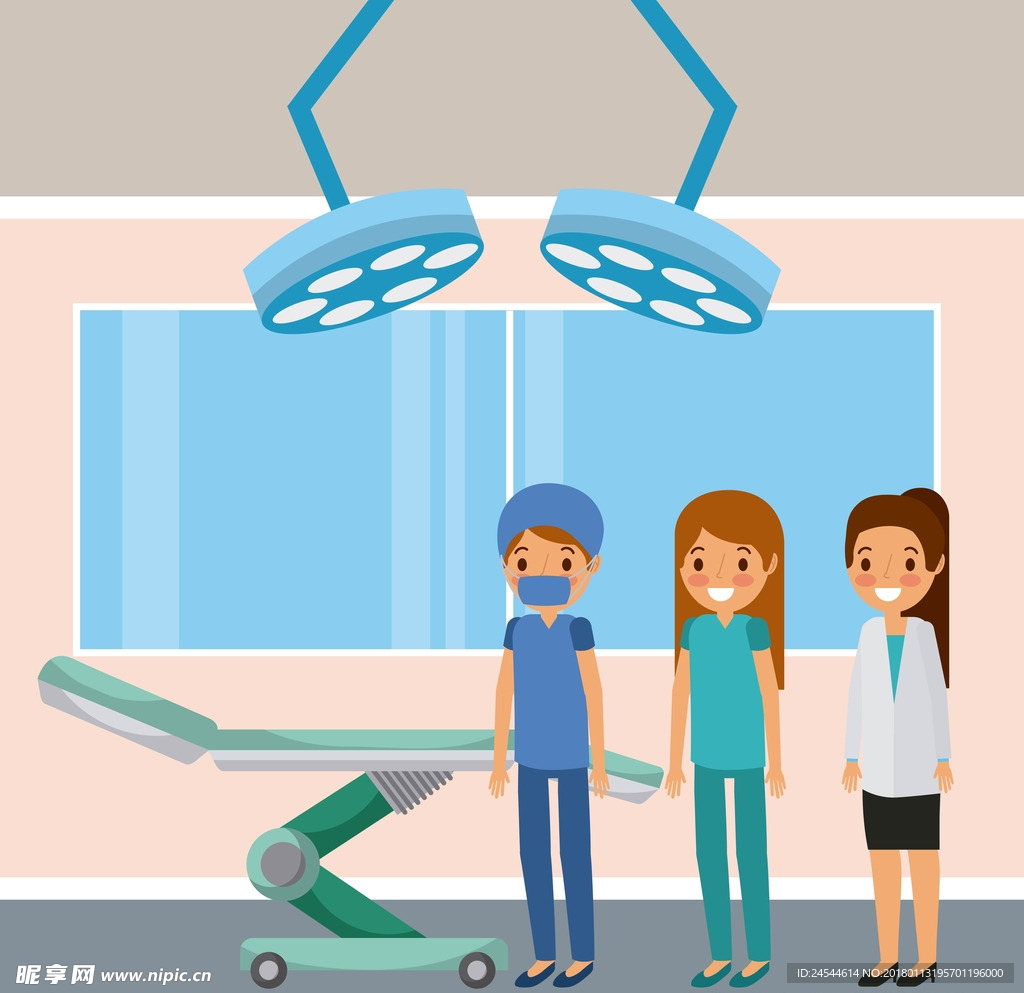 医生护士医疗行业场景矢量设计