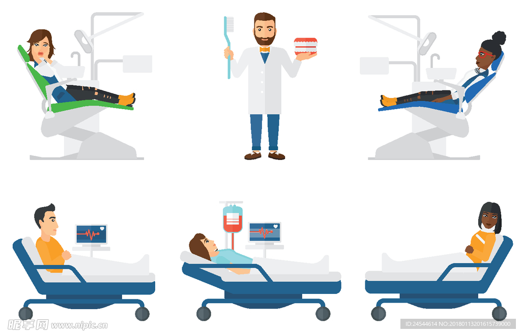 医生护士医疗行业矢量设计场景