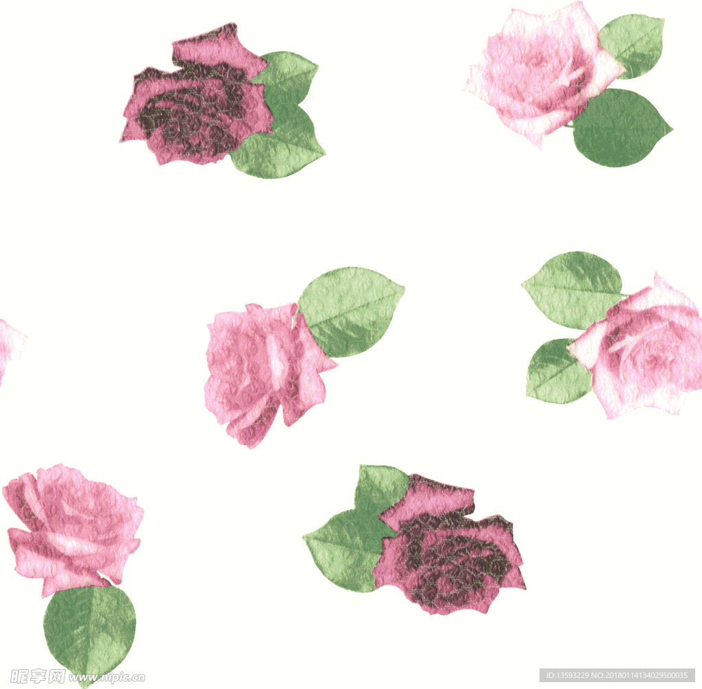 女装花卉花型白底红花