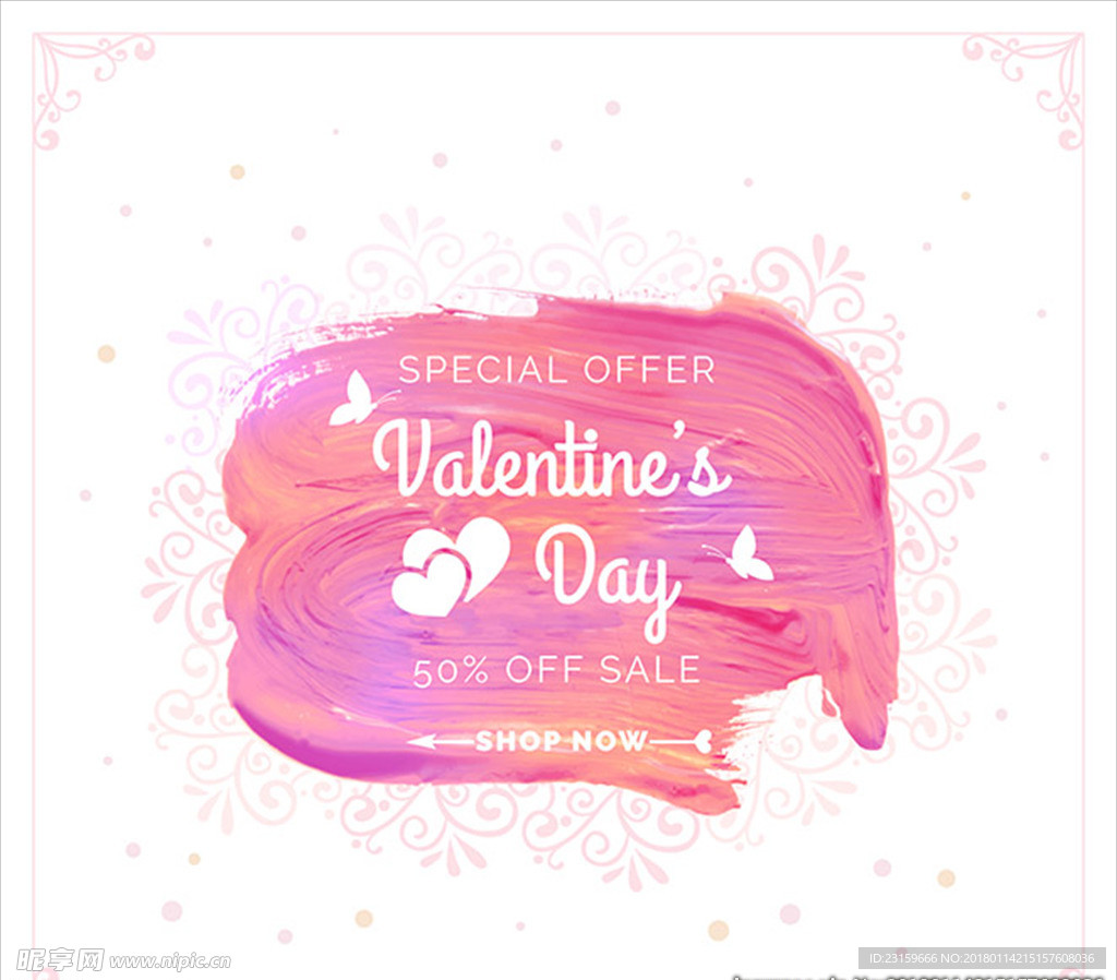 粉色水彩销售背景