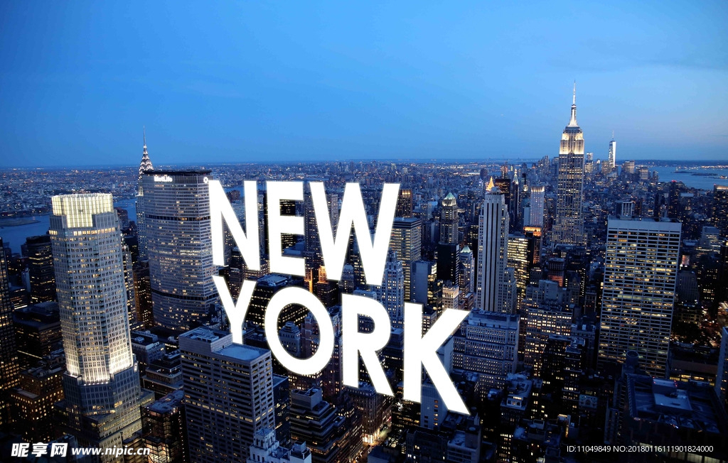 纽约文字夜景