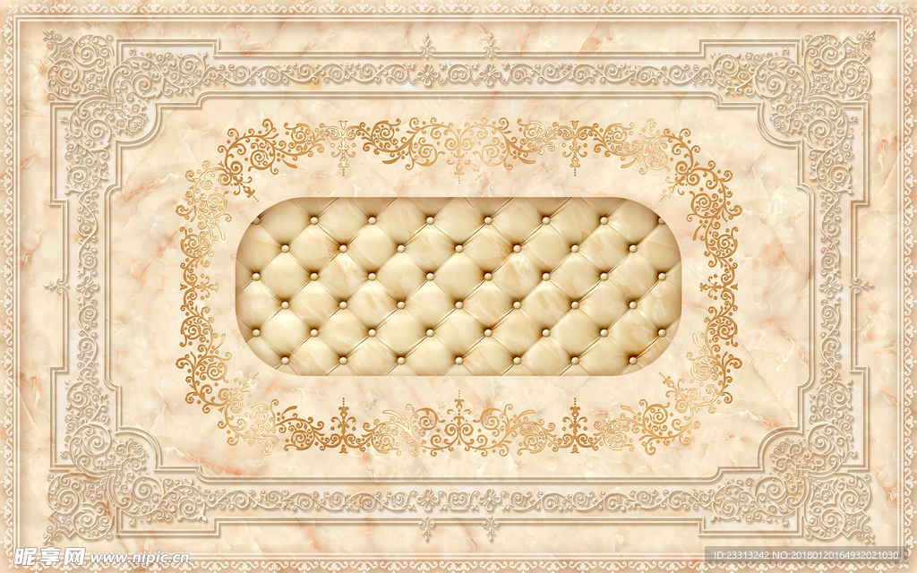 欧式花纹简约软包大气大理石纹